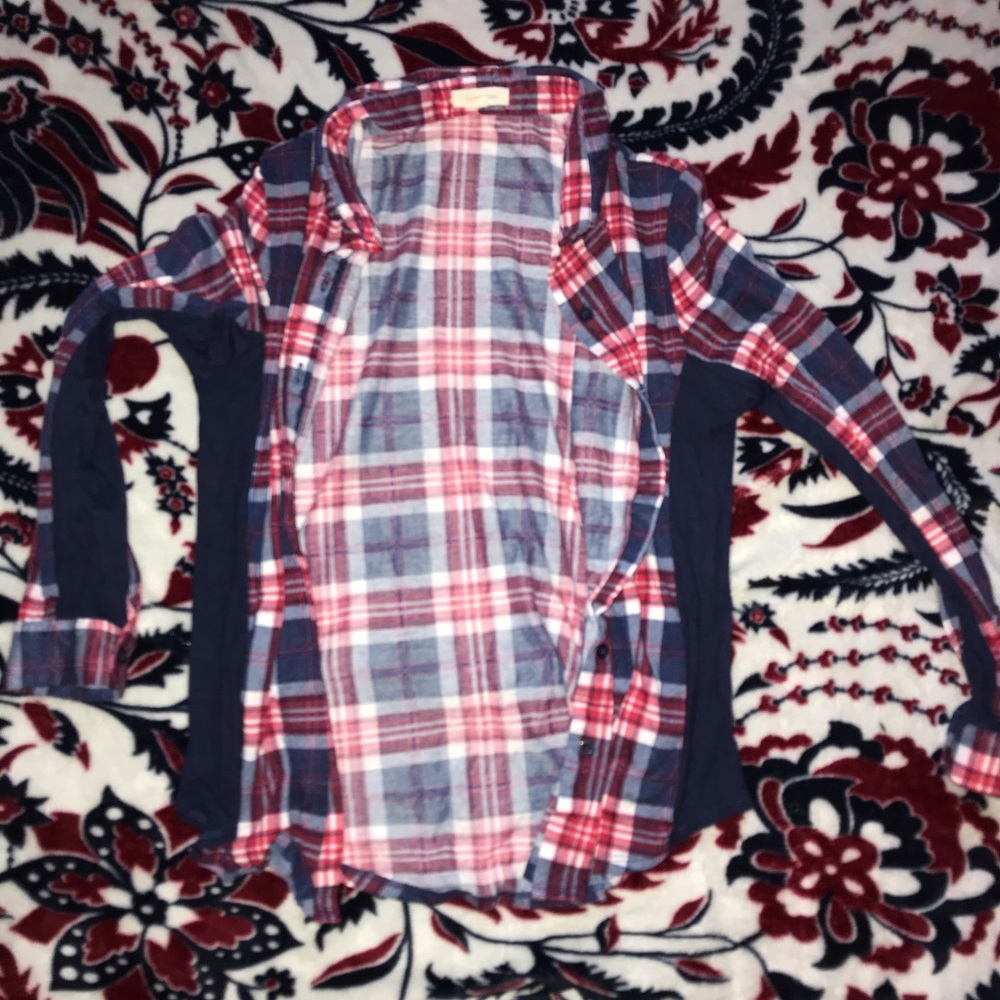 Flannel , red, white, navy blue